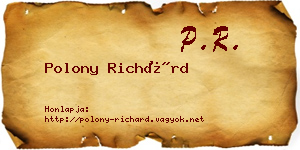 Polony Richárd névjegykártya